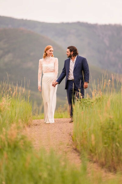 Aspen wedding couple in a mountain meadow