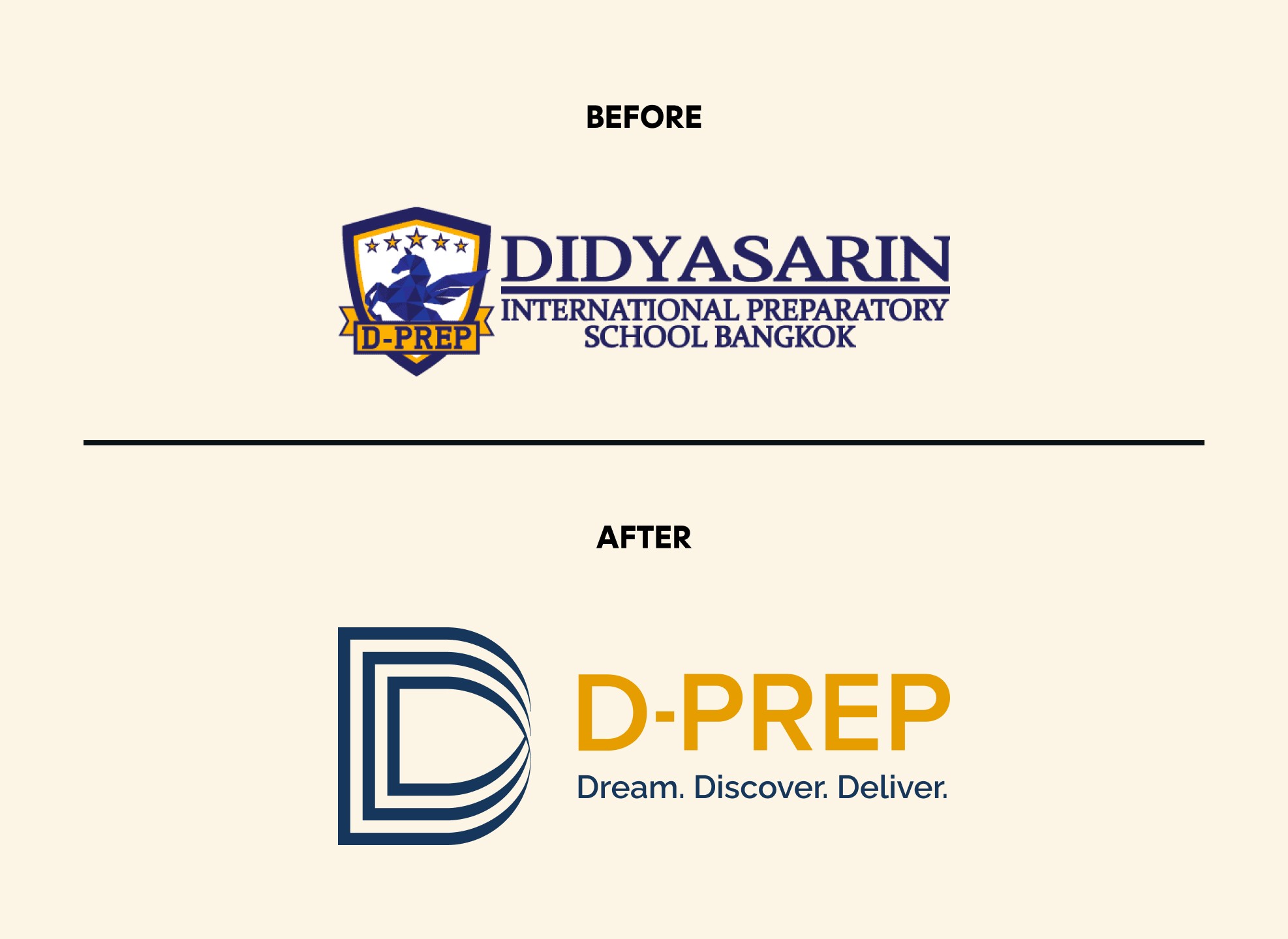 D-PREP before and after rebranding logo comparison