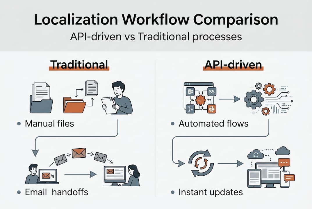 Infographic comparing localization workflows