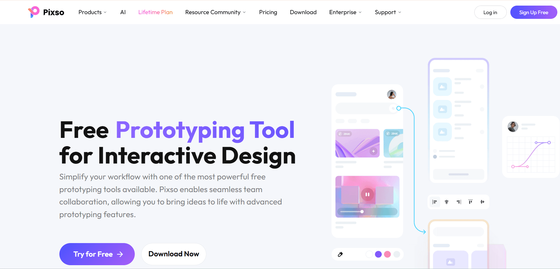 Homepage of the Pixso website