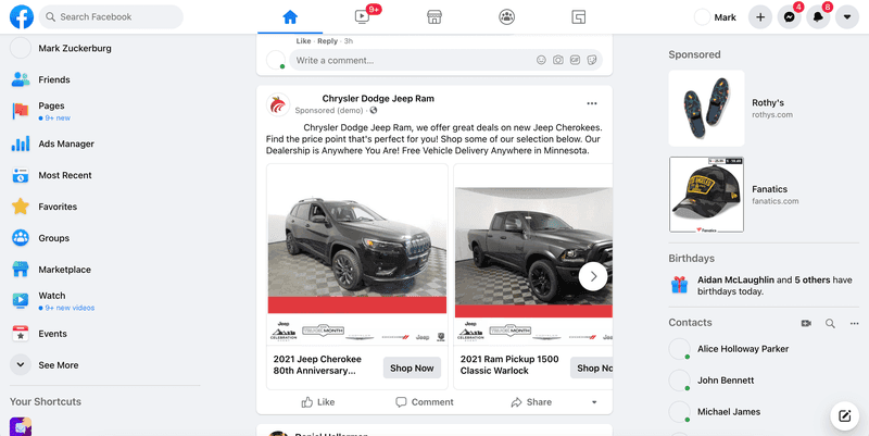 Facebook ad screenshots