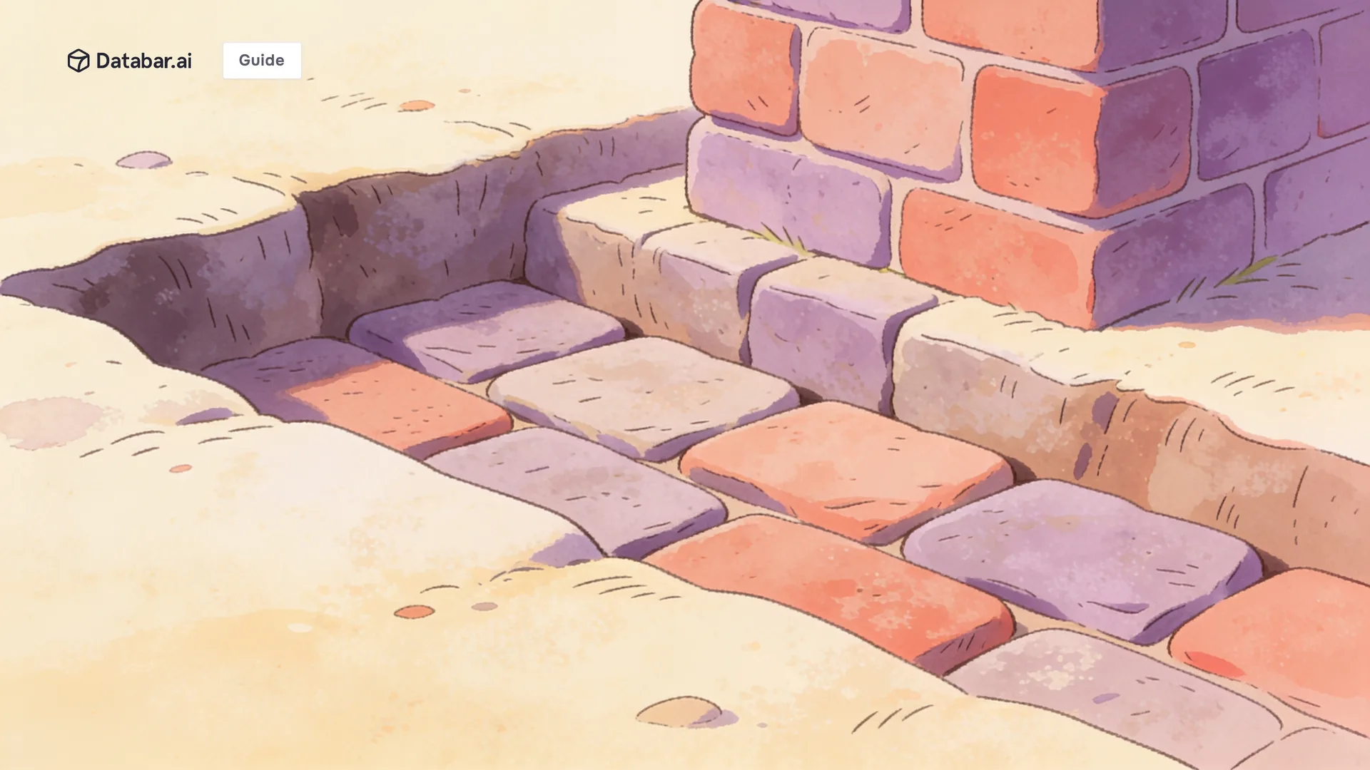 Illustration of a deep foundation of fitted blocks with the first courses of a structure rising from it — Enterprise RevOps Systems with AI Enrichment: Building the Data Foundation That Actually Works