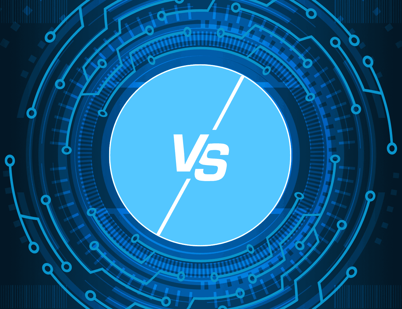 Blog Beitragsbild mit Versus Symbol in der Mitte