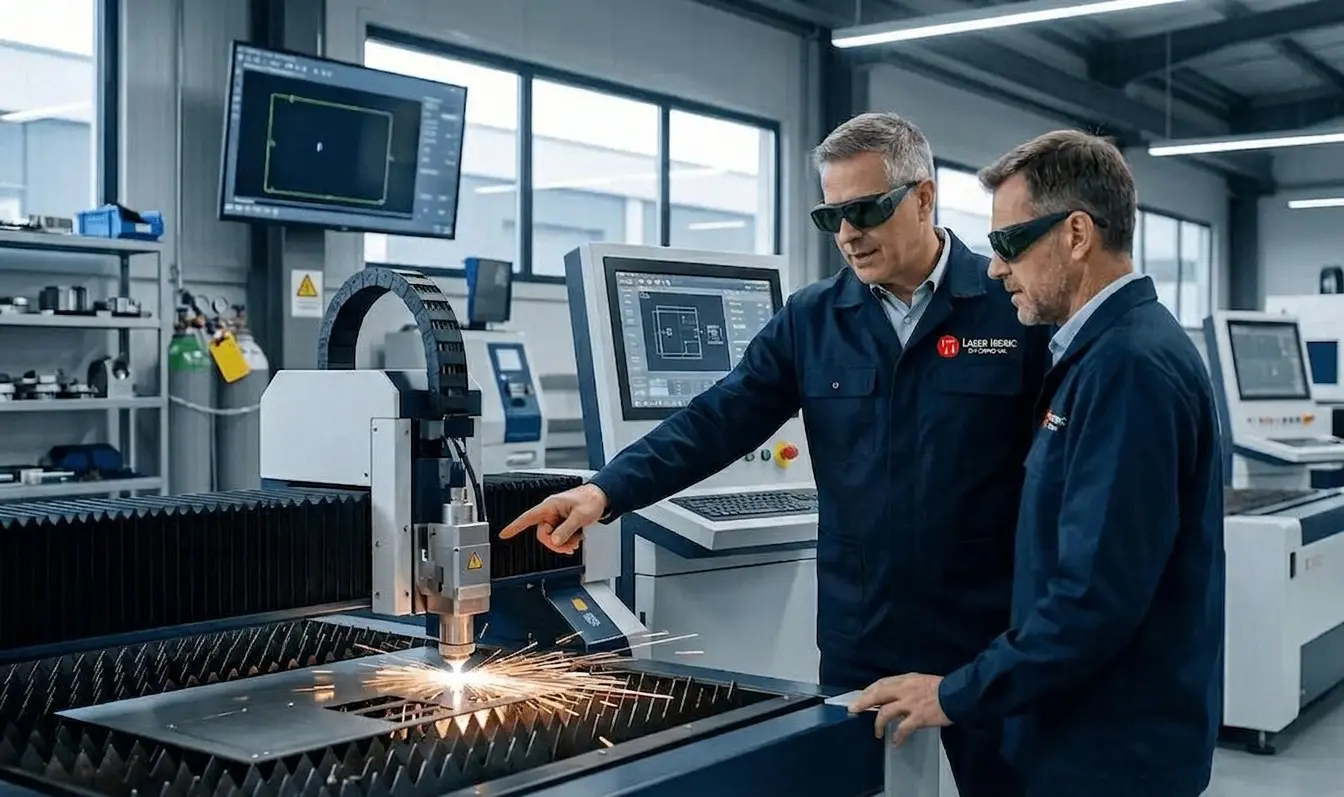 Rui Dias CEO de laser iberic formando a un técnico