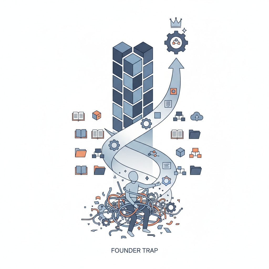 Image of a business owner going from chaos to success using business systems.