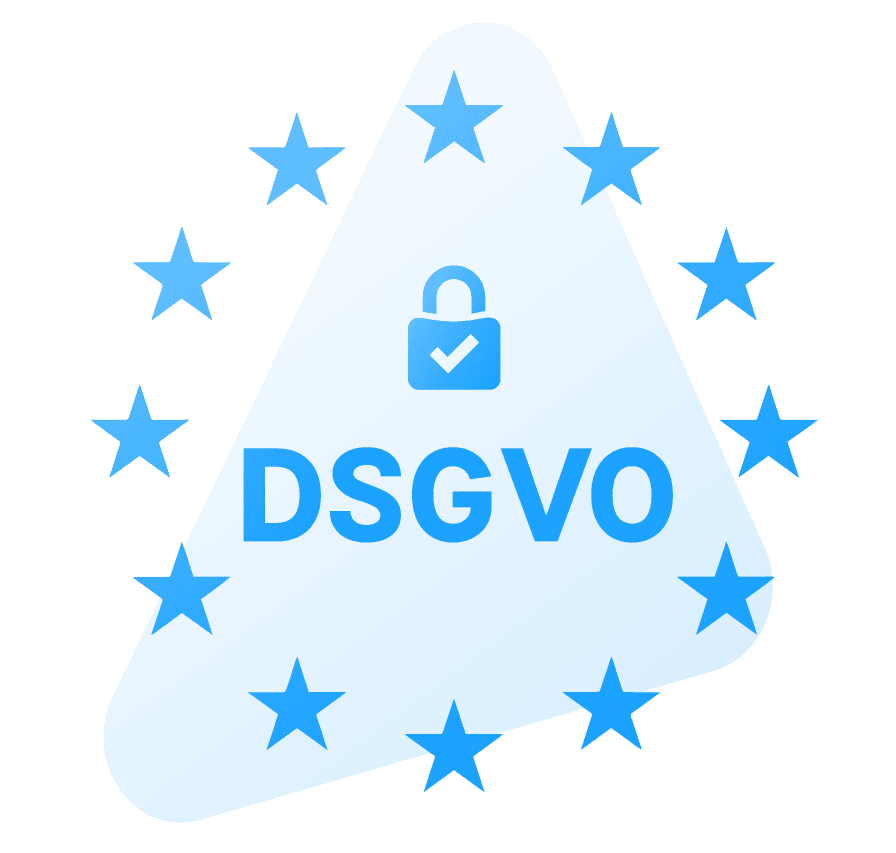 Ein Kreis aus Sternen, in dem ein Schloss ist und DSGVO geschrieben ist.