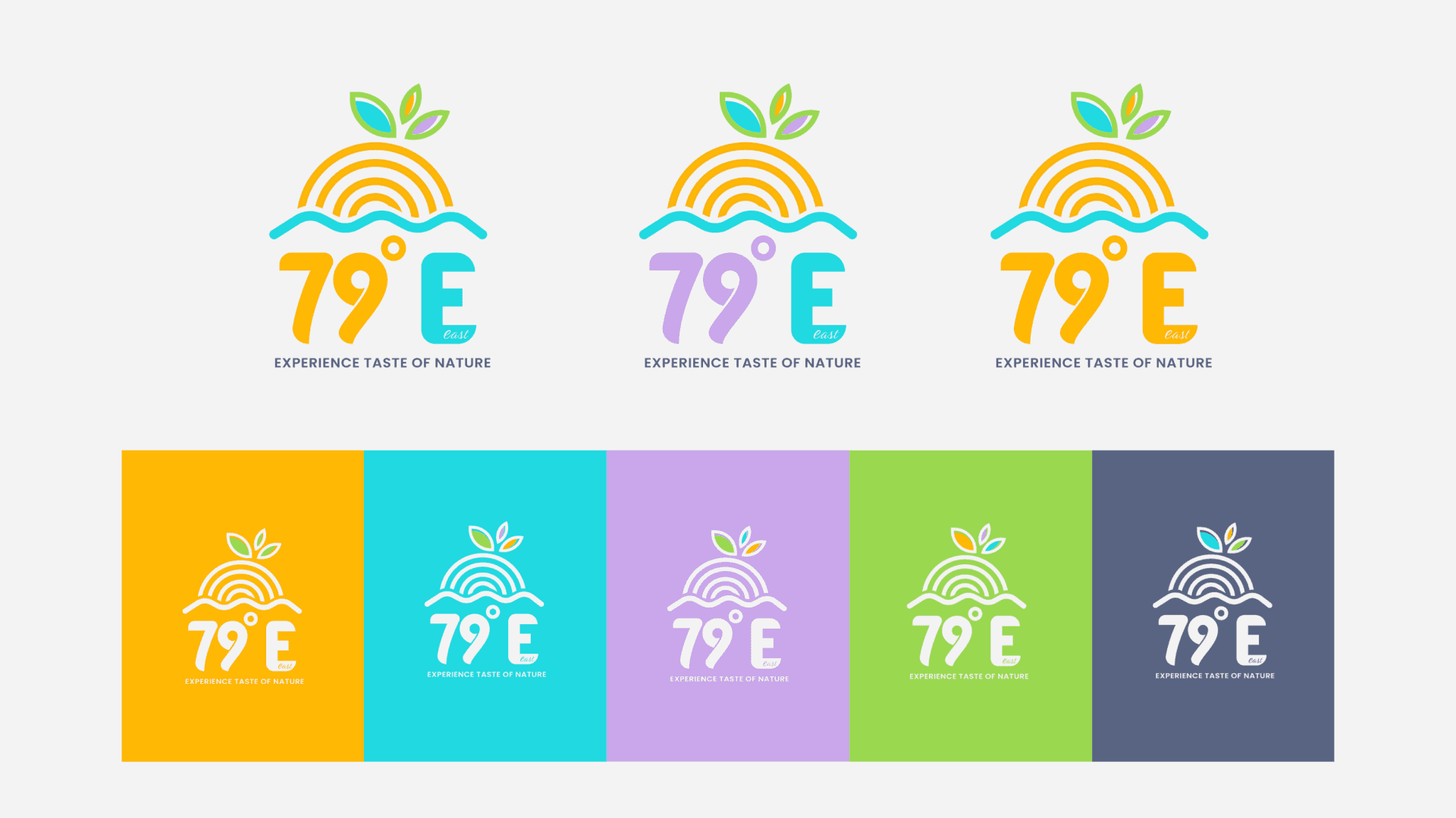 79E logo design variations and brand color palette — fresh produce brand identity by Penguincil Design