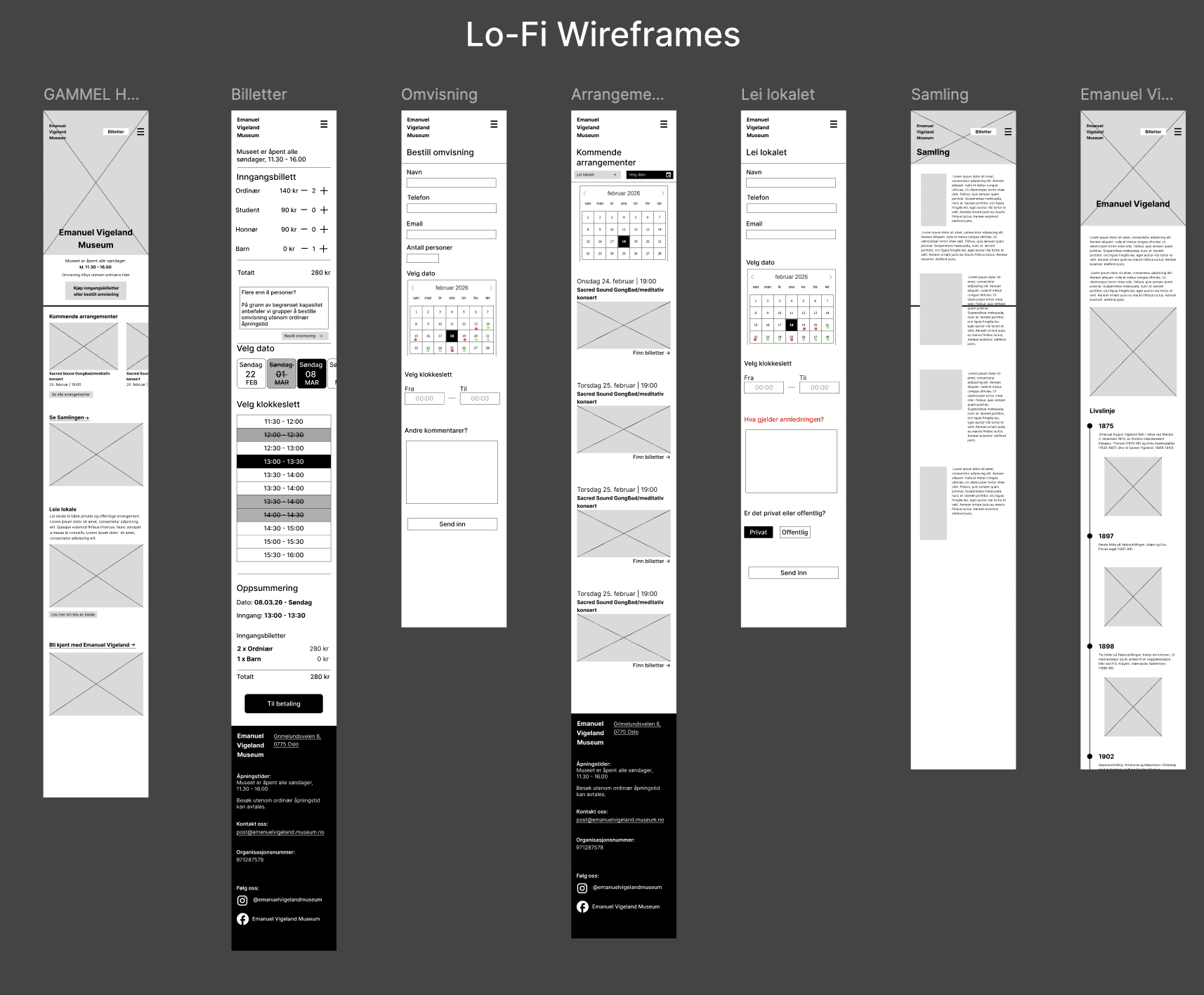 Lo-fi wireframes