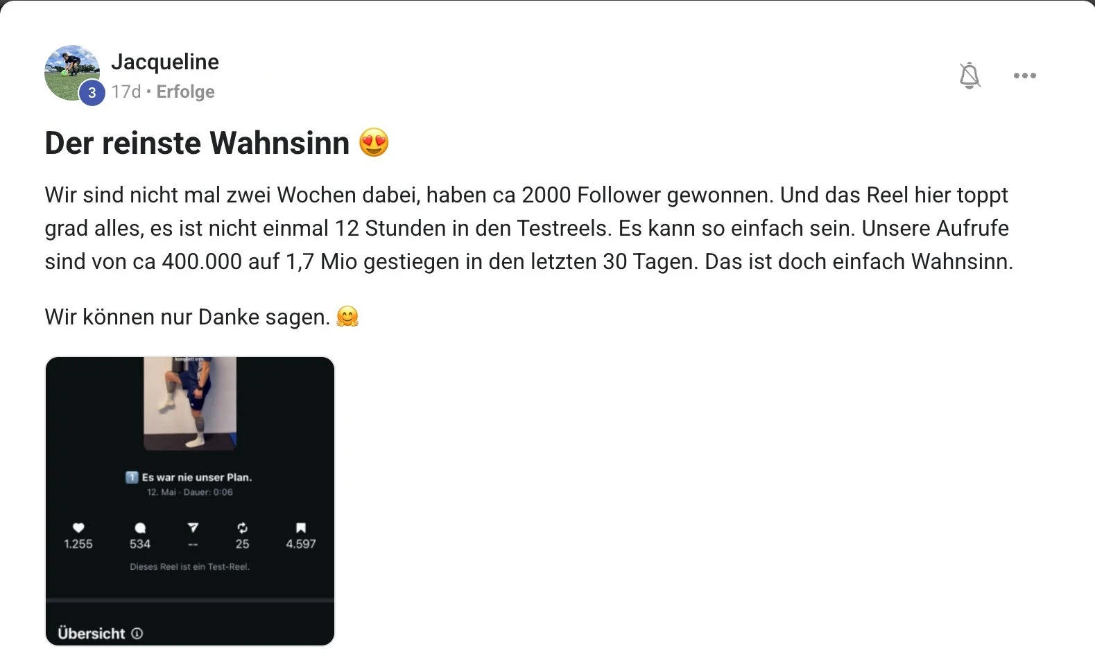 Mitglied der KI Creator Akademie: Jacqueline gewinnt 2.000 Follower und steigert Aufrufe auf 1,7 Mio.