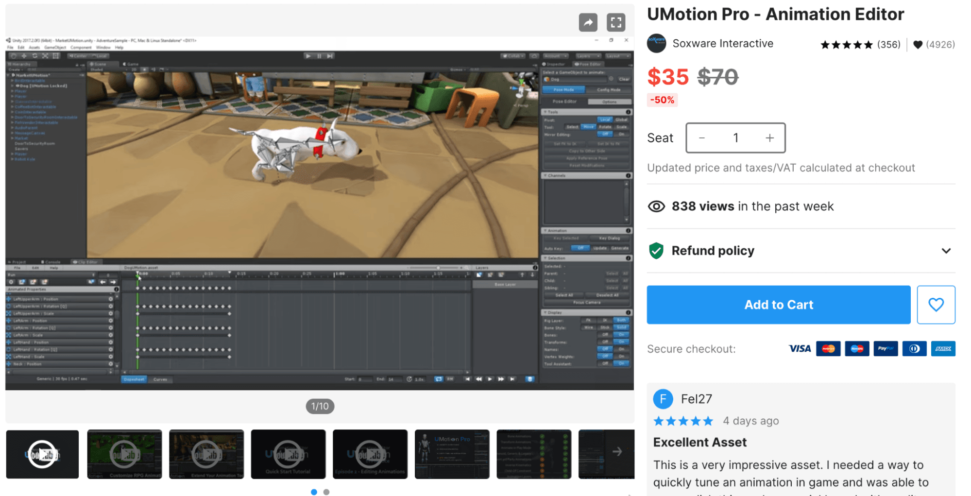 UMotion lets you create and edit animations directly within Unity, making it easier to tweak and refine your animations without switching between programs.