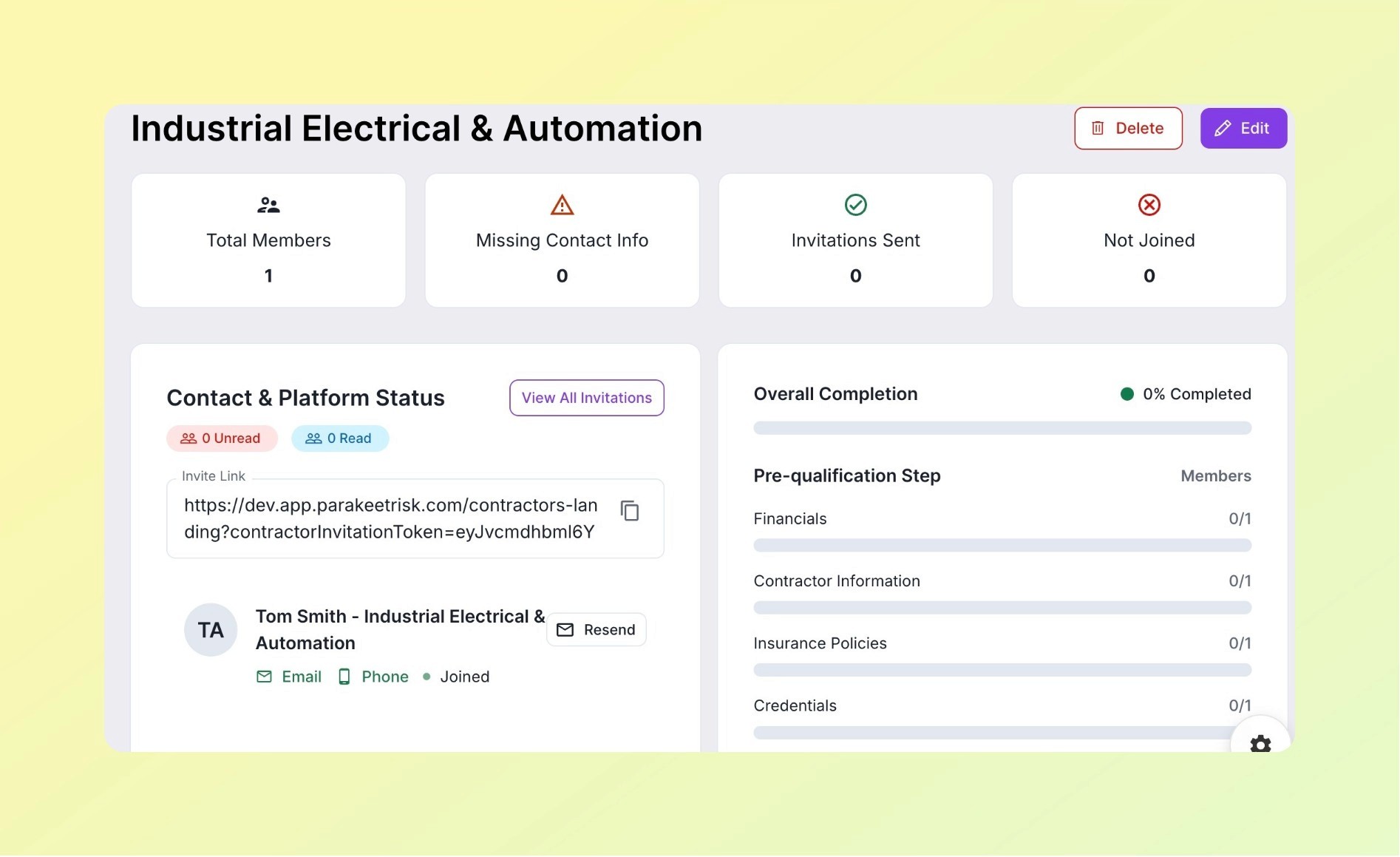 Invitation Feature - Parakeet Risk