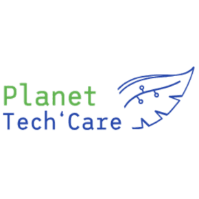 Logo de l'initiative Planet Tech'Care, manifestant l'engagement de Magnétis pour la préservation de la planète via le numérique.