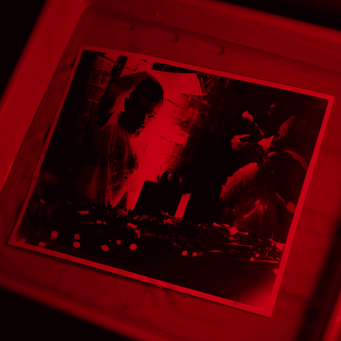 Darkroom print in developing tray