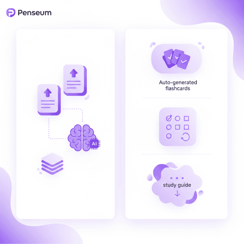 Penseum dashboard converting uploaded slides into study materials.