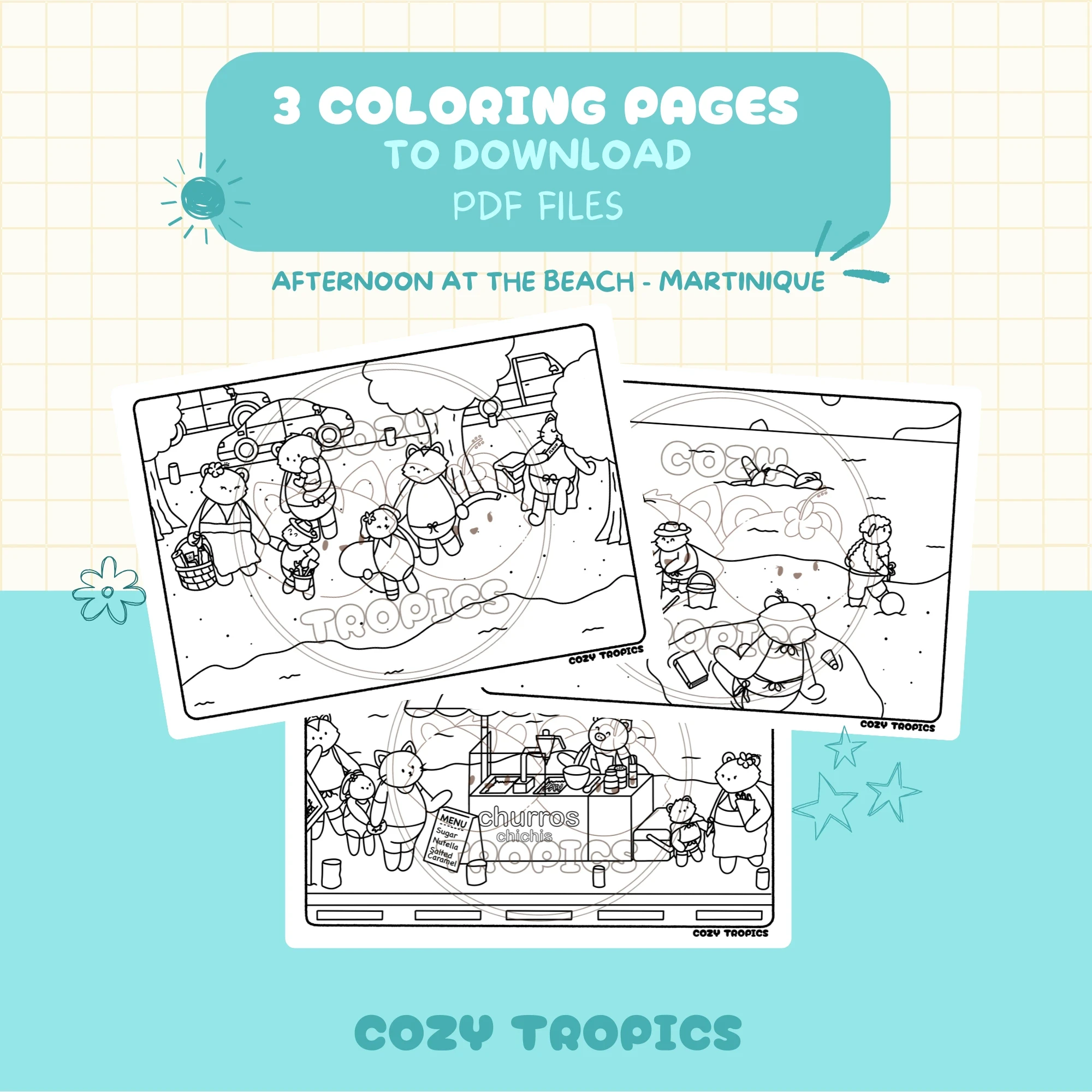 Martinique Beach Scene Coloring pages cover