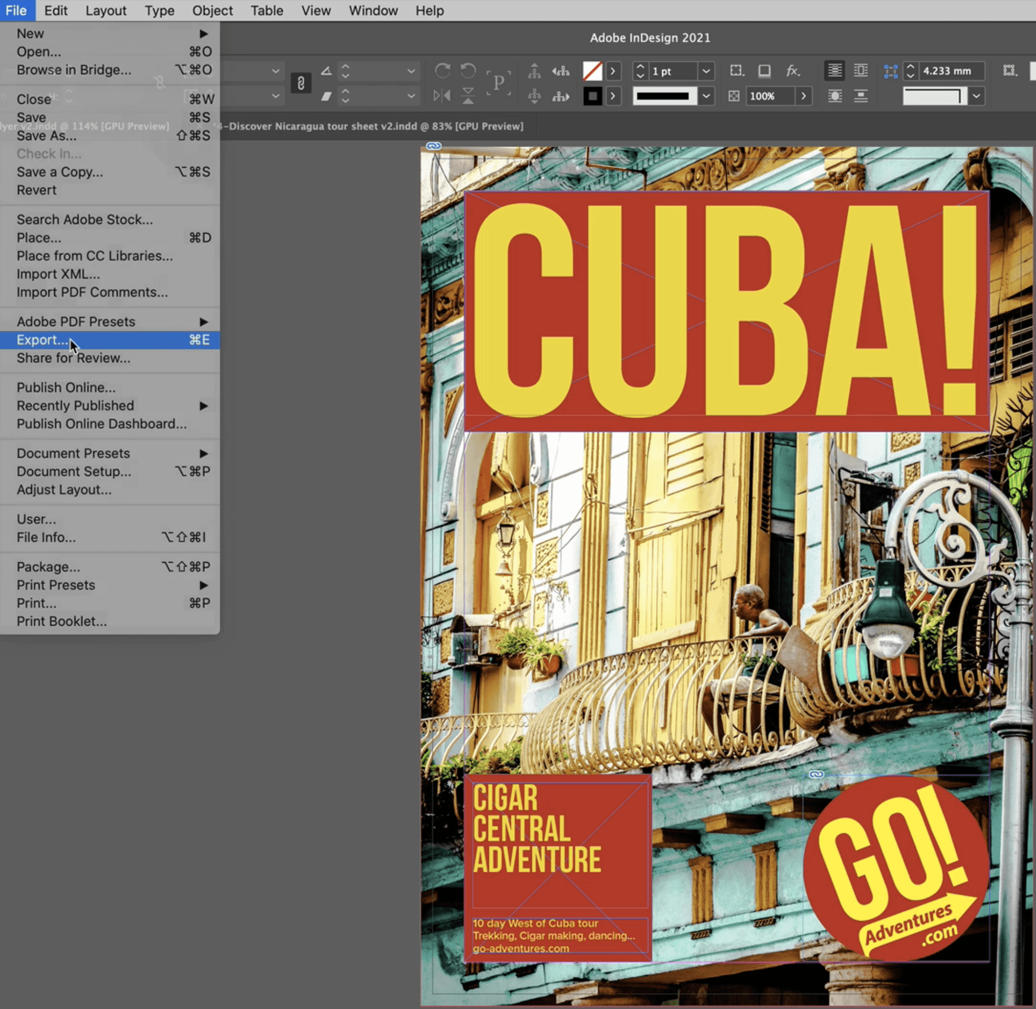 Close-up of bleed guide in InDesign