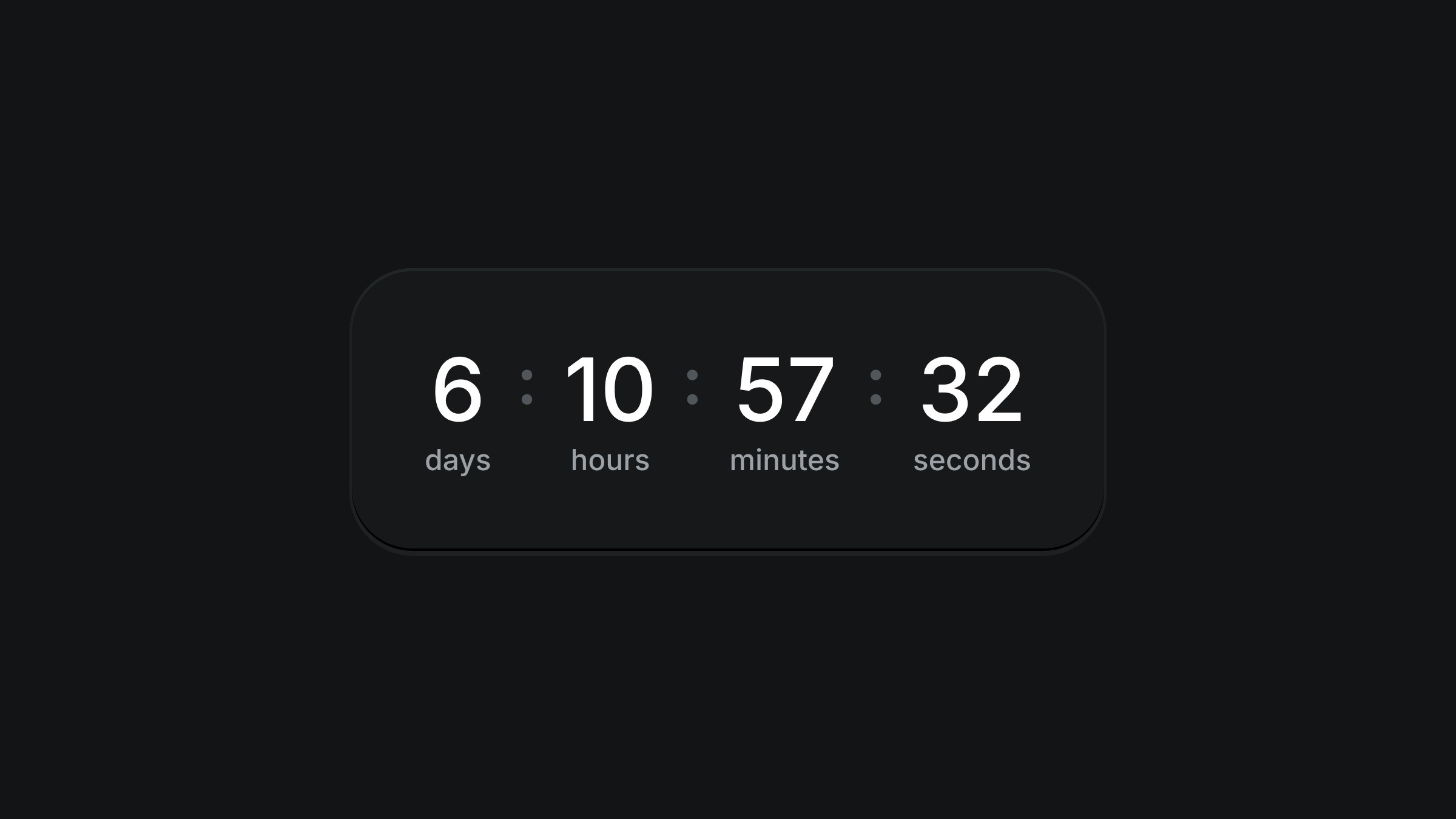 Minimal countdown timer UI with days, hours, minutes, and seconds display