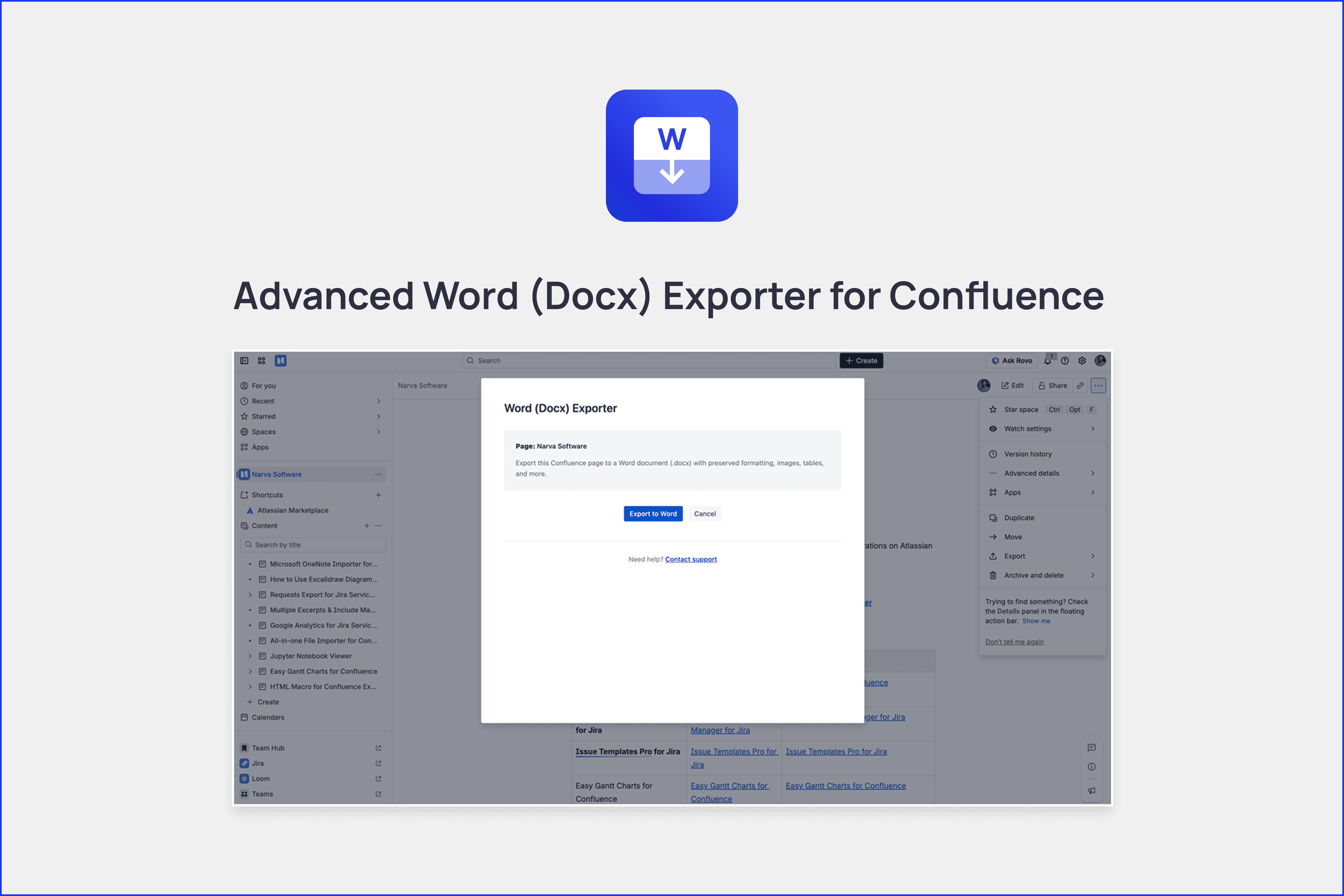 Word exporter for confluence