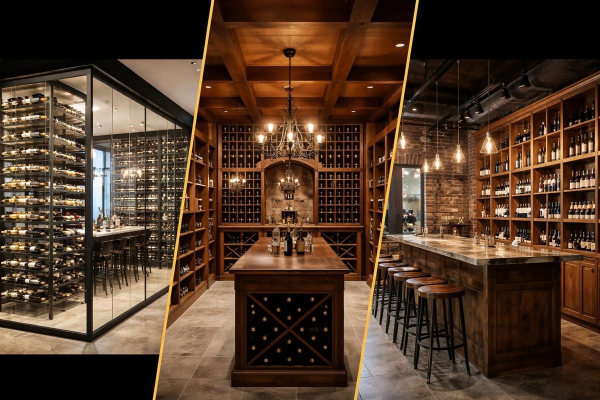 Commercial wine cellar design styles