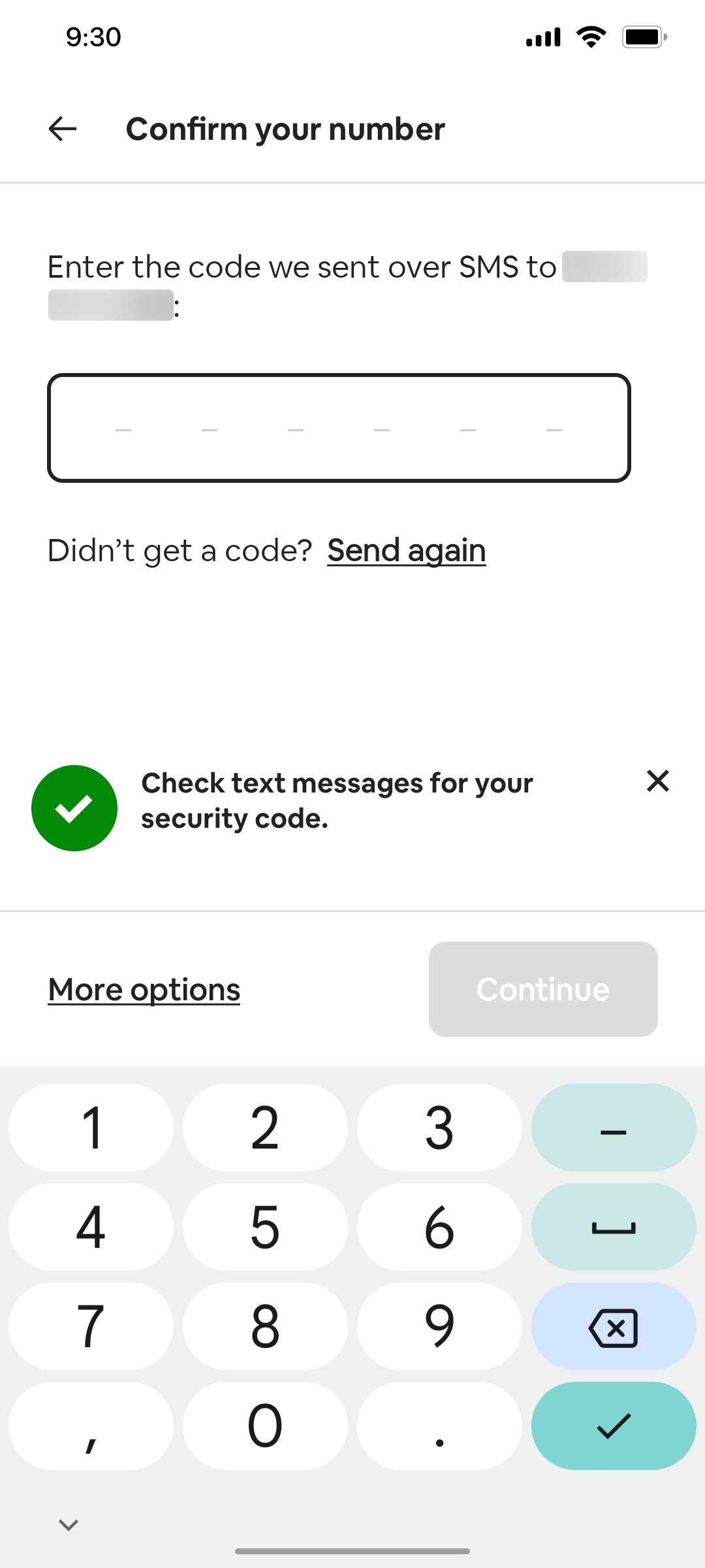 Airbnb SMS OTP Screen