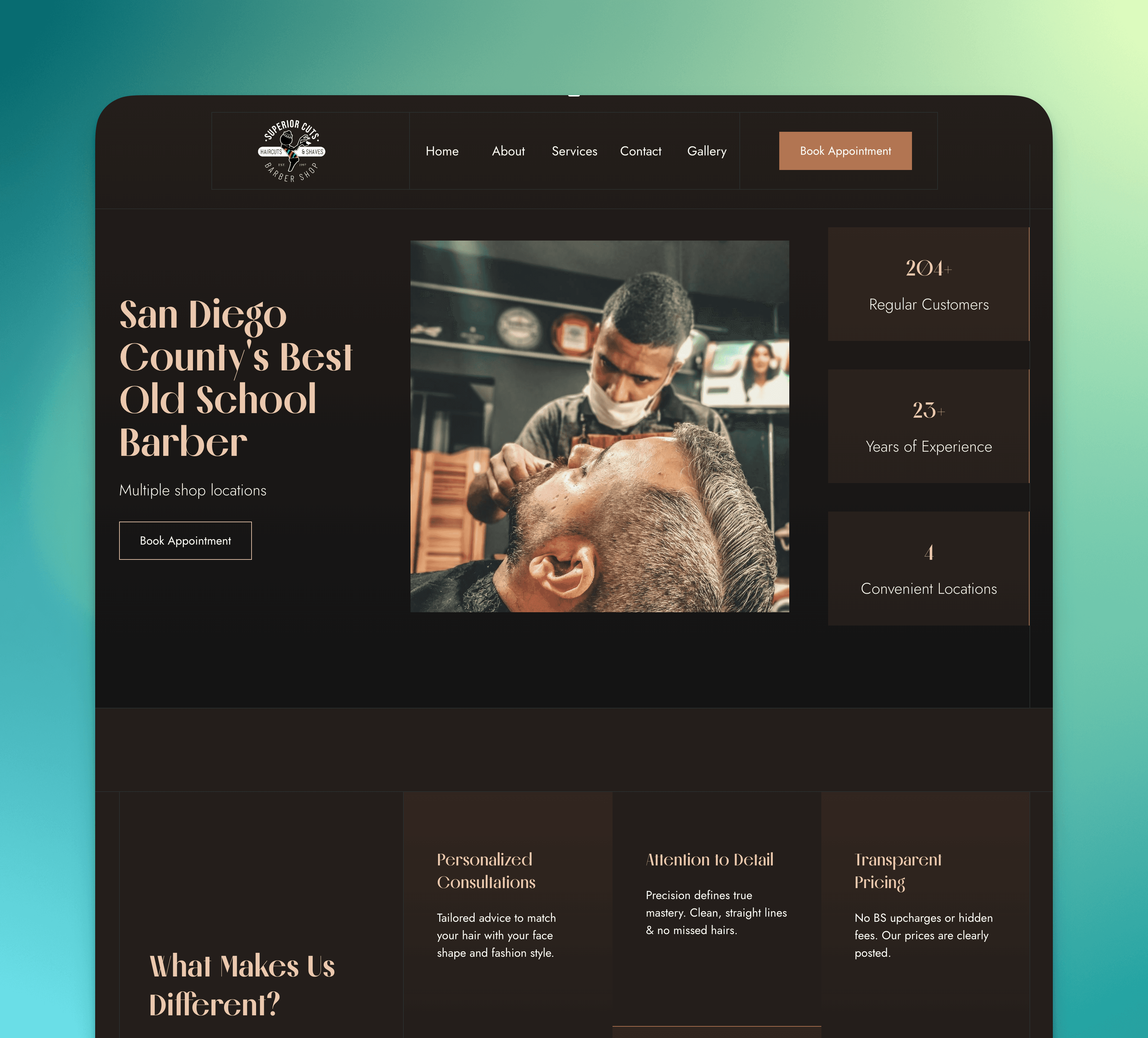 Superior Cuts Barber website design