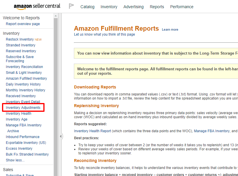 Fulfillment Reports Amazon