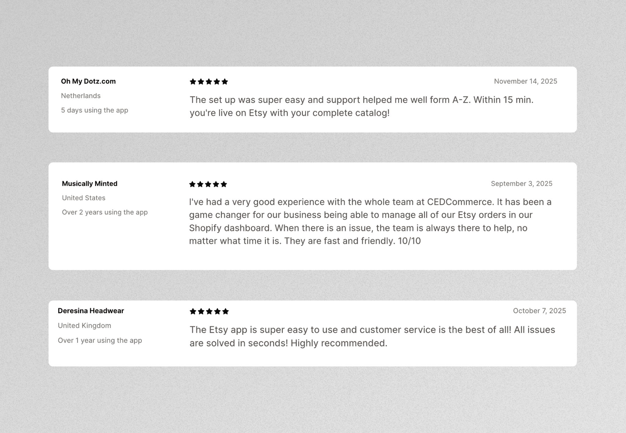 feedback by etsy user