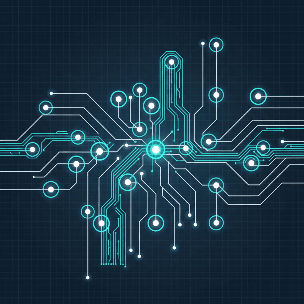 Blueprint schematic showing compliance checkpoints and high-frequency patterns in a trading system