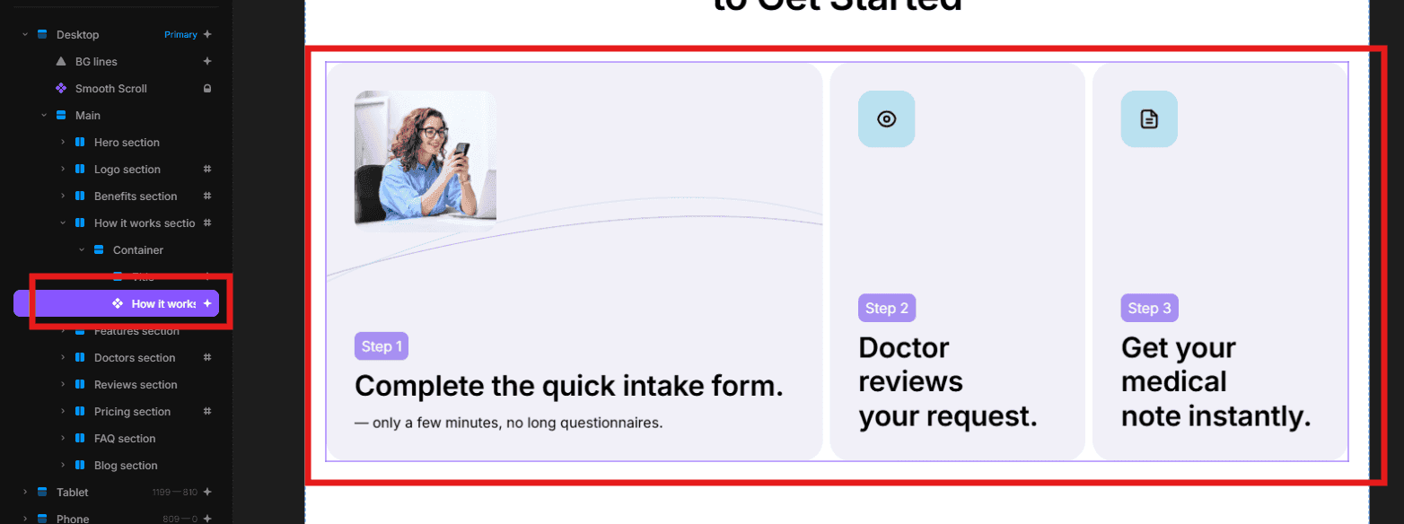 Selecting a How it works card in Starmedica
