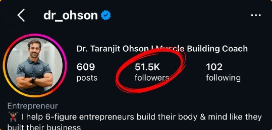 Dr. Taranjit Ohson Instagram profile With POV with 51.5K followers