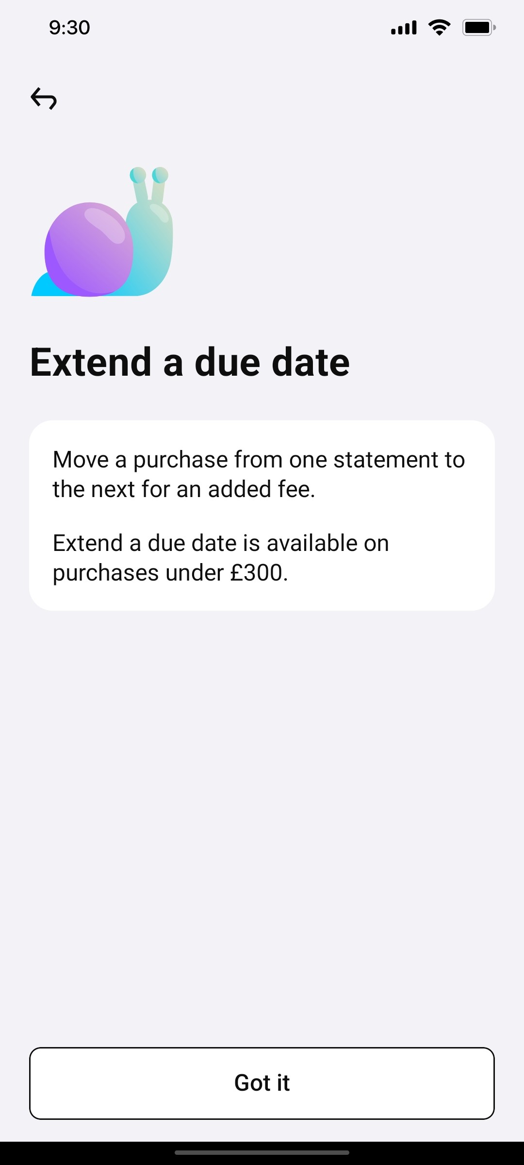 Klarna Extend Due To Date page Screen