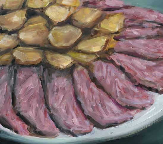 Gemälde eines Fleischgerichts im Schöllmanns Restaurant in Offenburg