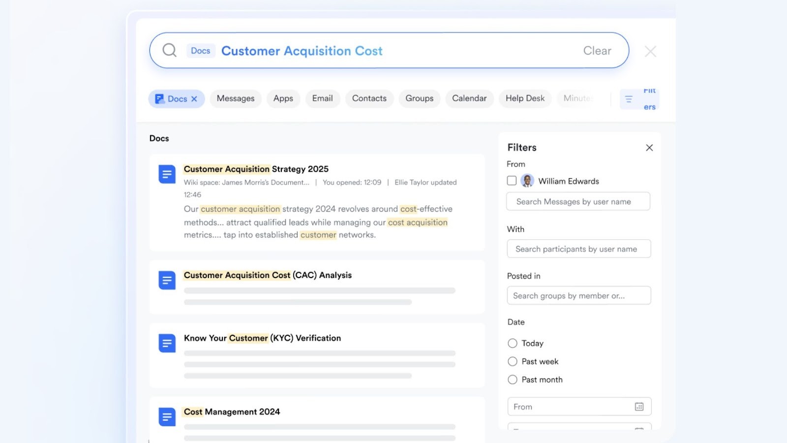 Lark Docs' advanced search and filtering