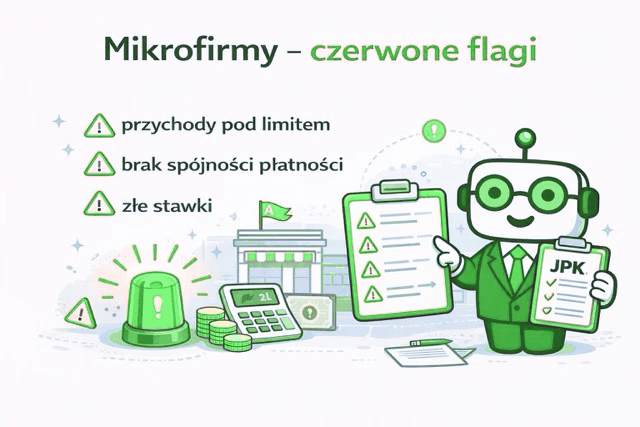 Mikrofirmy – najczęstsze sygnały ryzyka w rozliczeniach pokazane przez robota.