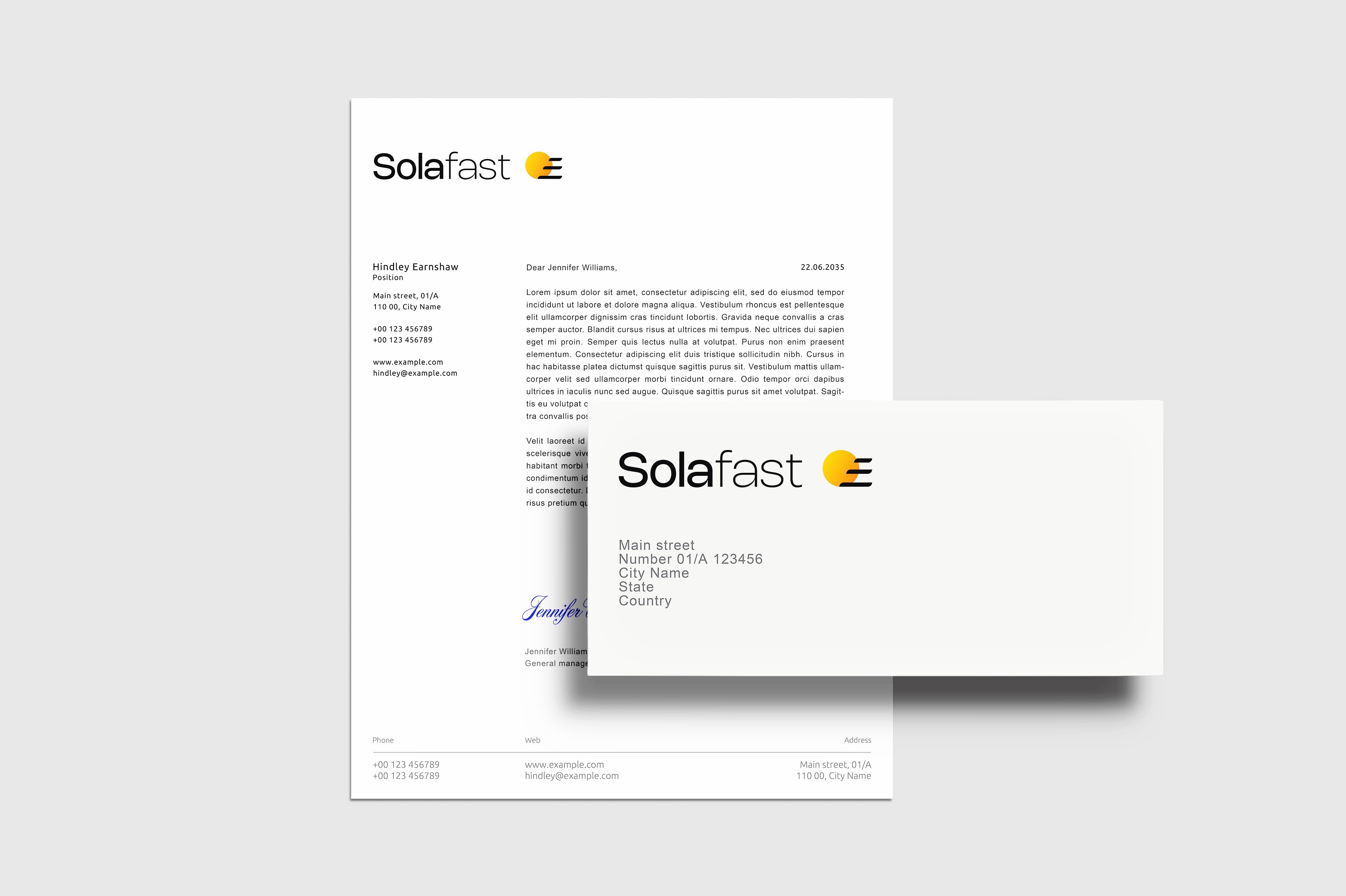 Solafast stationery design