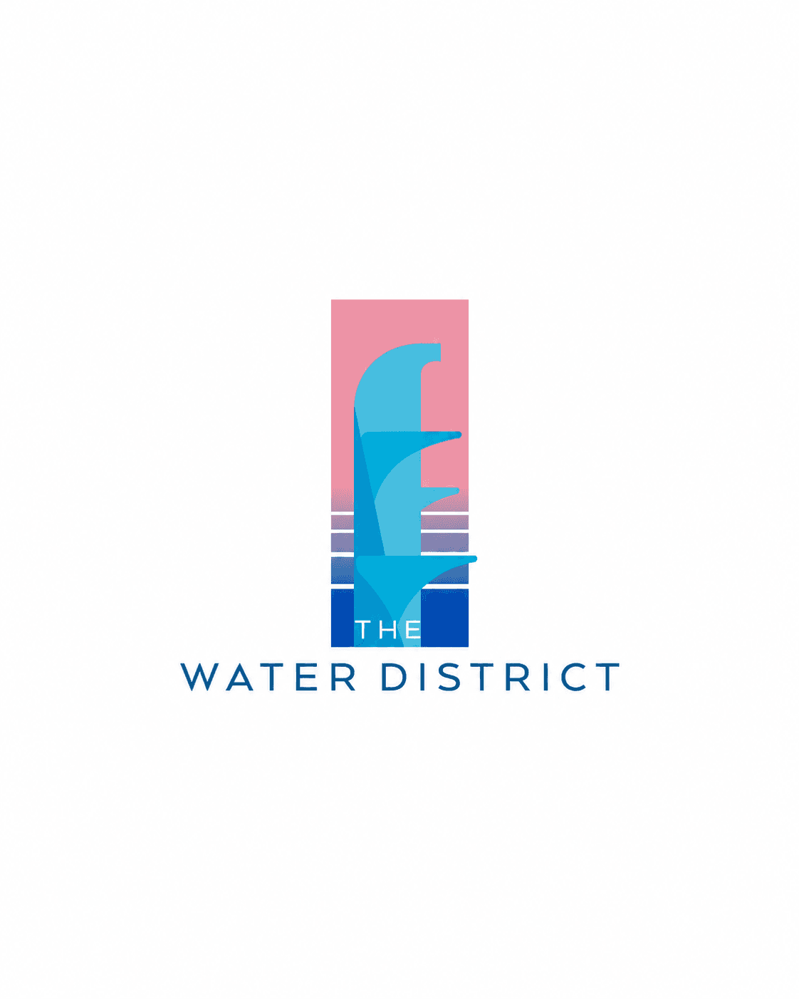 The Water District identity combining the iconic dive tower, swimming lanes, and a Fort Lauderdale sunrise palette