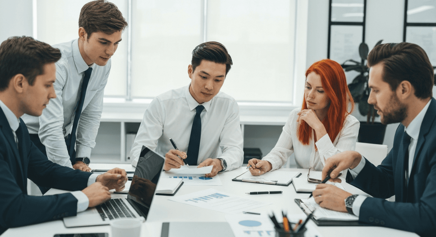 Team discussing contract options