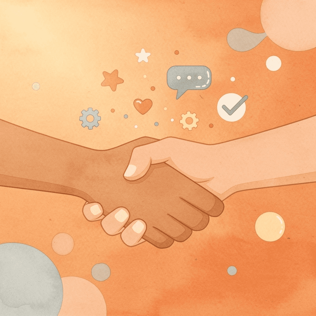 Handshake scene representing partnership between dental practice and SEO agency