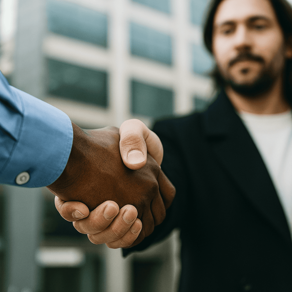 speaker with a half white half green background