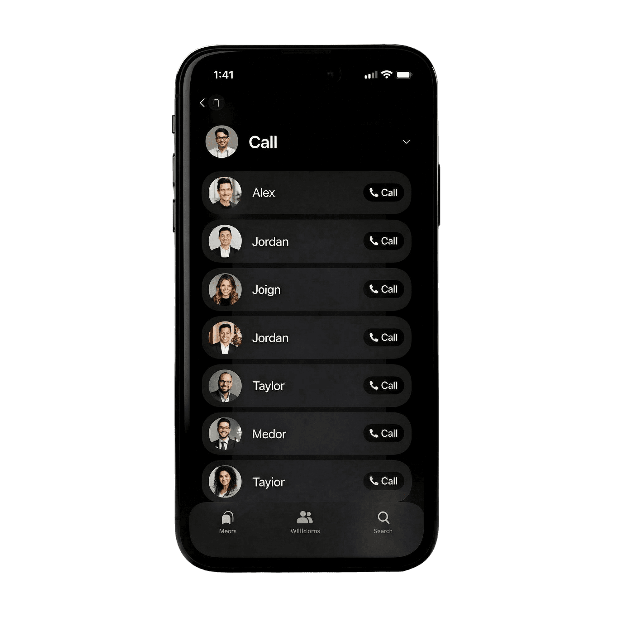 Smartphone with contacts on it
