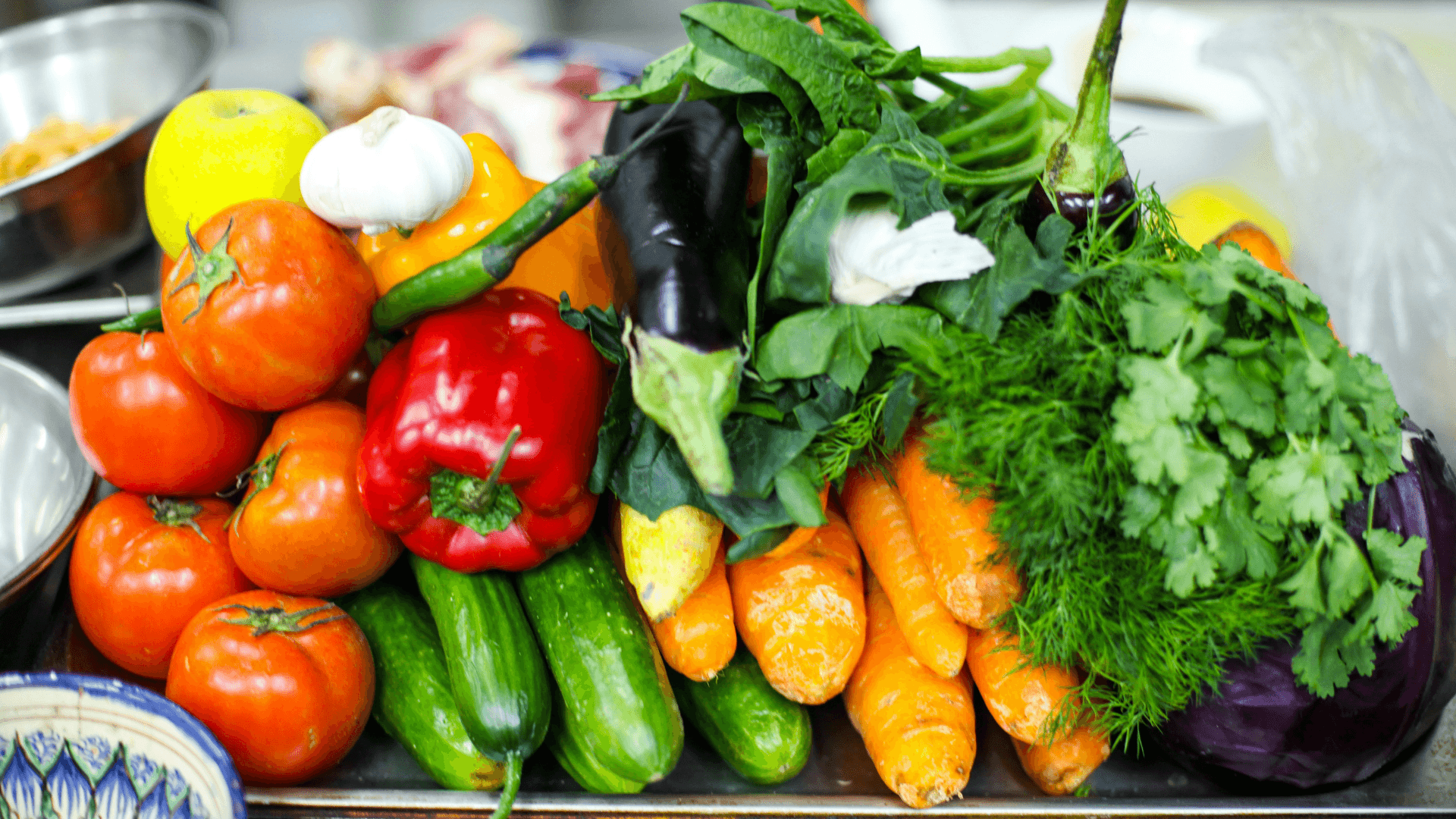 A shot of fresh looking vegetables