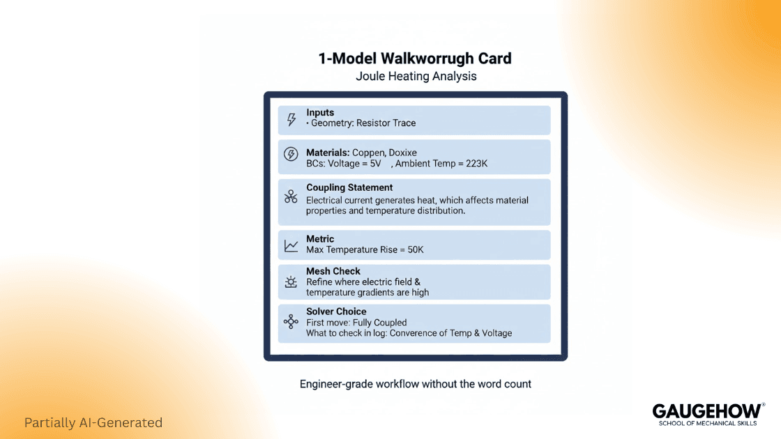 Joule heating model setup checklist