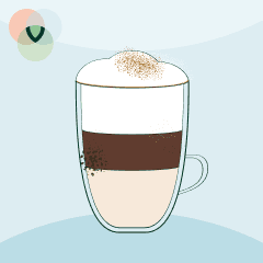 Illustration eines Latte Macchiato in einem hohen Glas, symbolisiert das umfassende UX-Audit-Paket 'Latte Macchiato'.