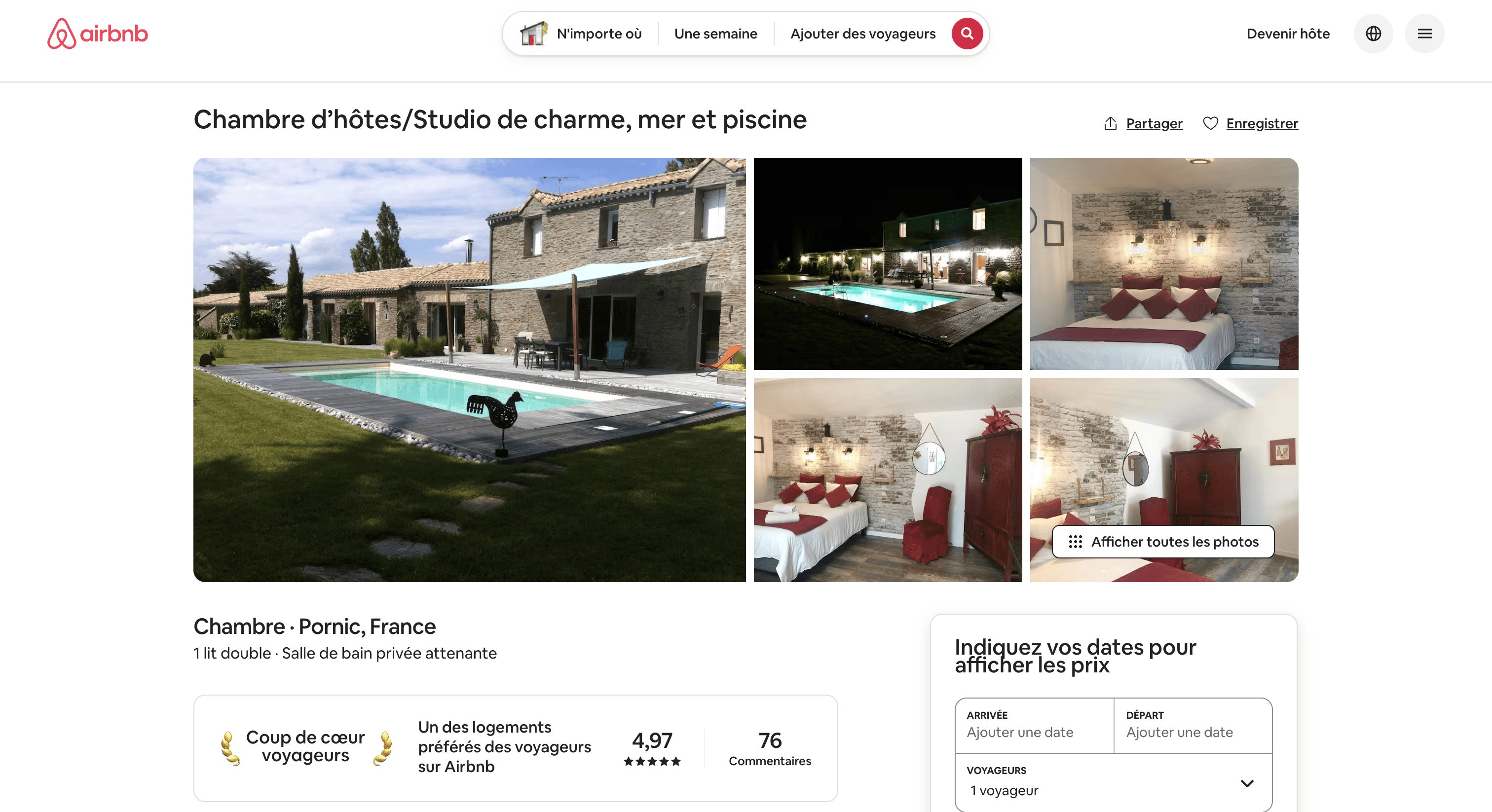 page Airbnb du Clos de la Hourserie
