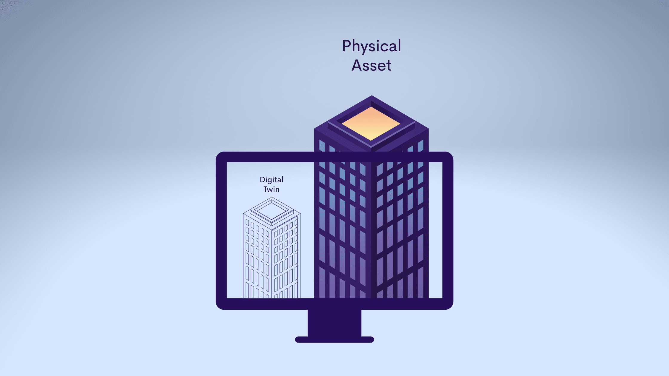 A man stands while two people sit at a table in an office setting, smiling and engaged in conversation. The mood is friendly and collaborative.