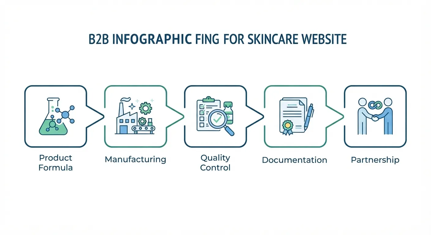 PDRN serum supplier evaluation process showing product, manufacturing, quality, and documentation factors