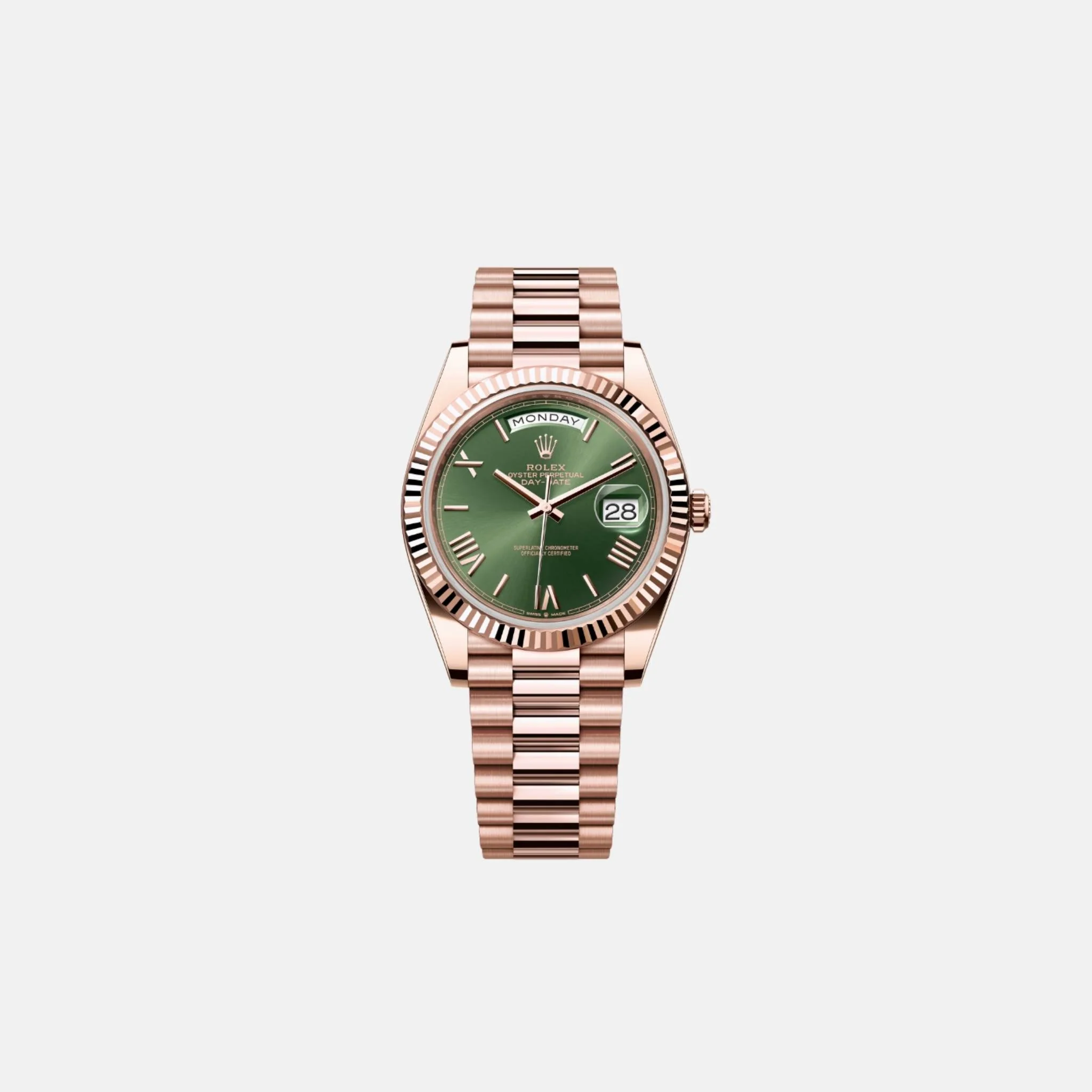 Buy ROLEX Day-Date 40 mm Rose Gold Olive Green Dial — photo 2
