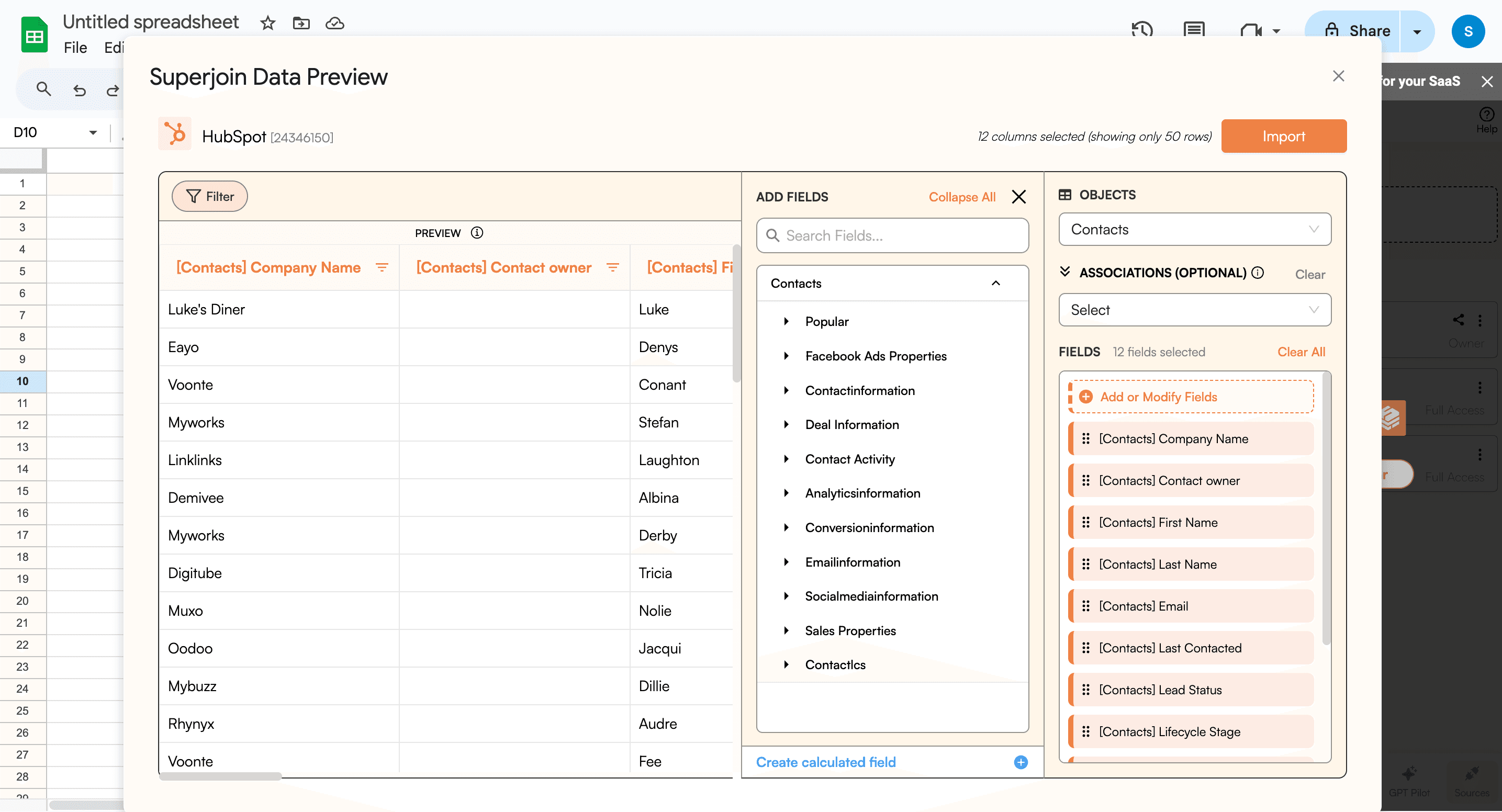 Customize Field Selection