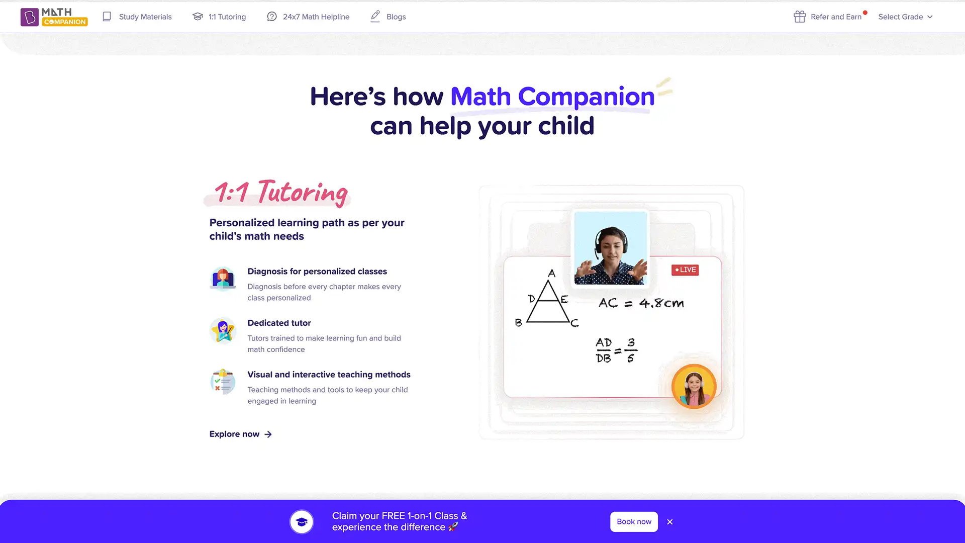 byjus math companion home page