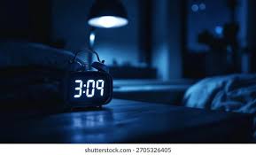 Heat pump running overnight on a dark clock display showing 3am